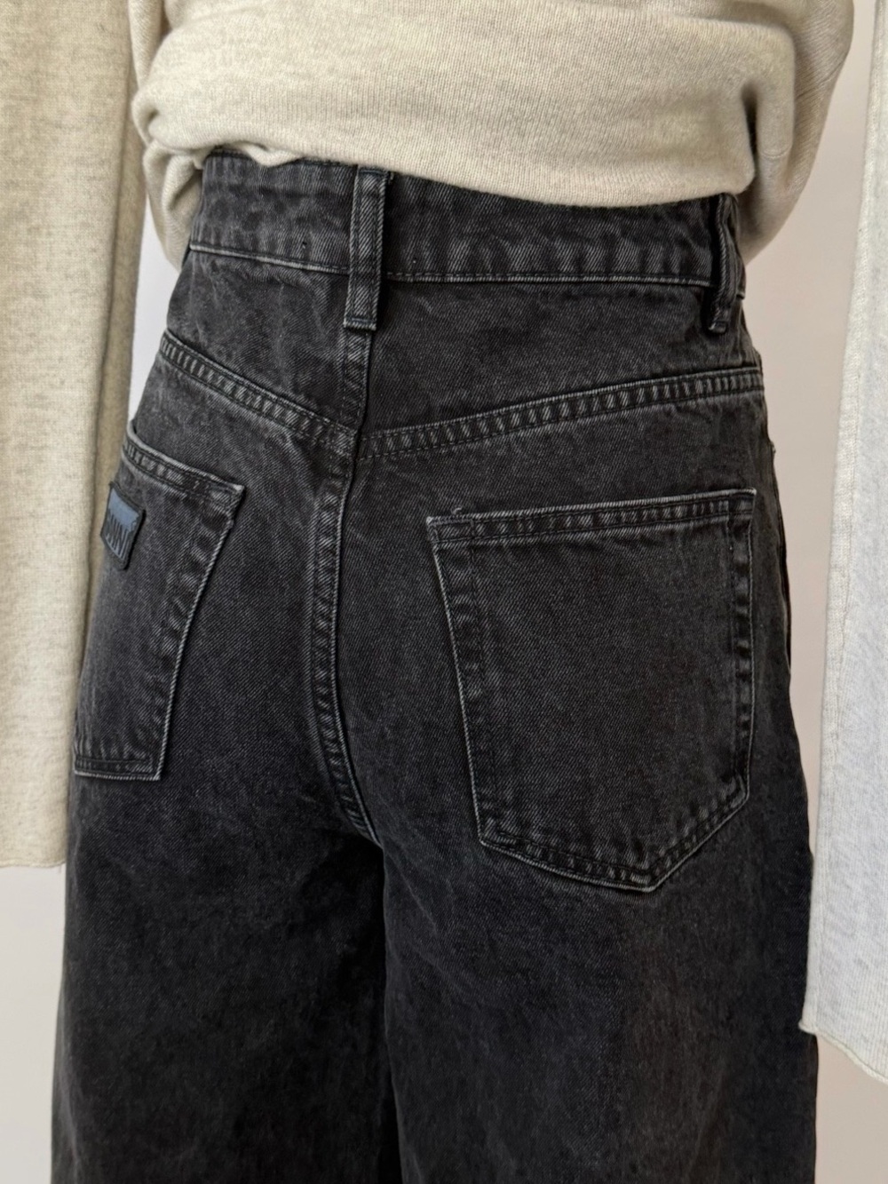 GANNI Magny Wide Leg Jeans in Washed Black High Waisted. - Picture 8 of 12
